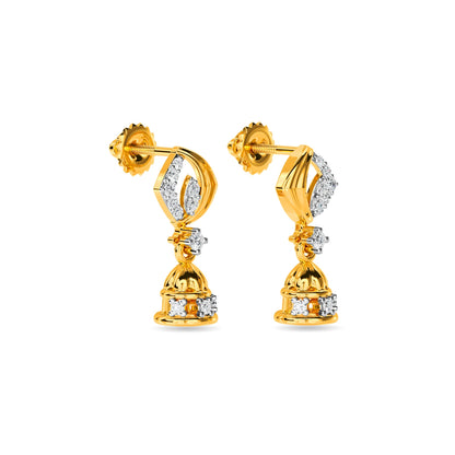 Gold Plated Diamond Jhumka Drop Earrings