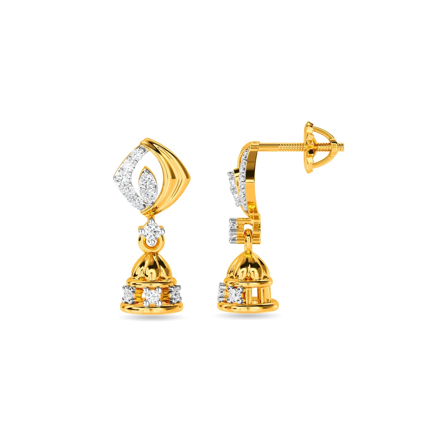 Gold Plated Diamond Jhumka Drop Earrings