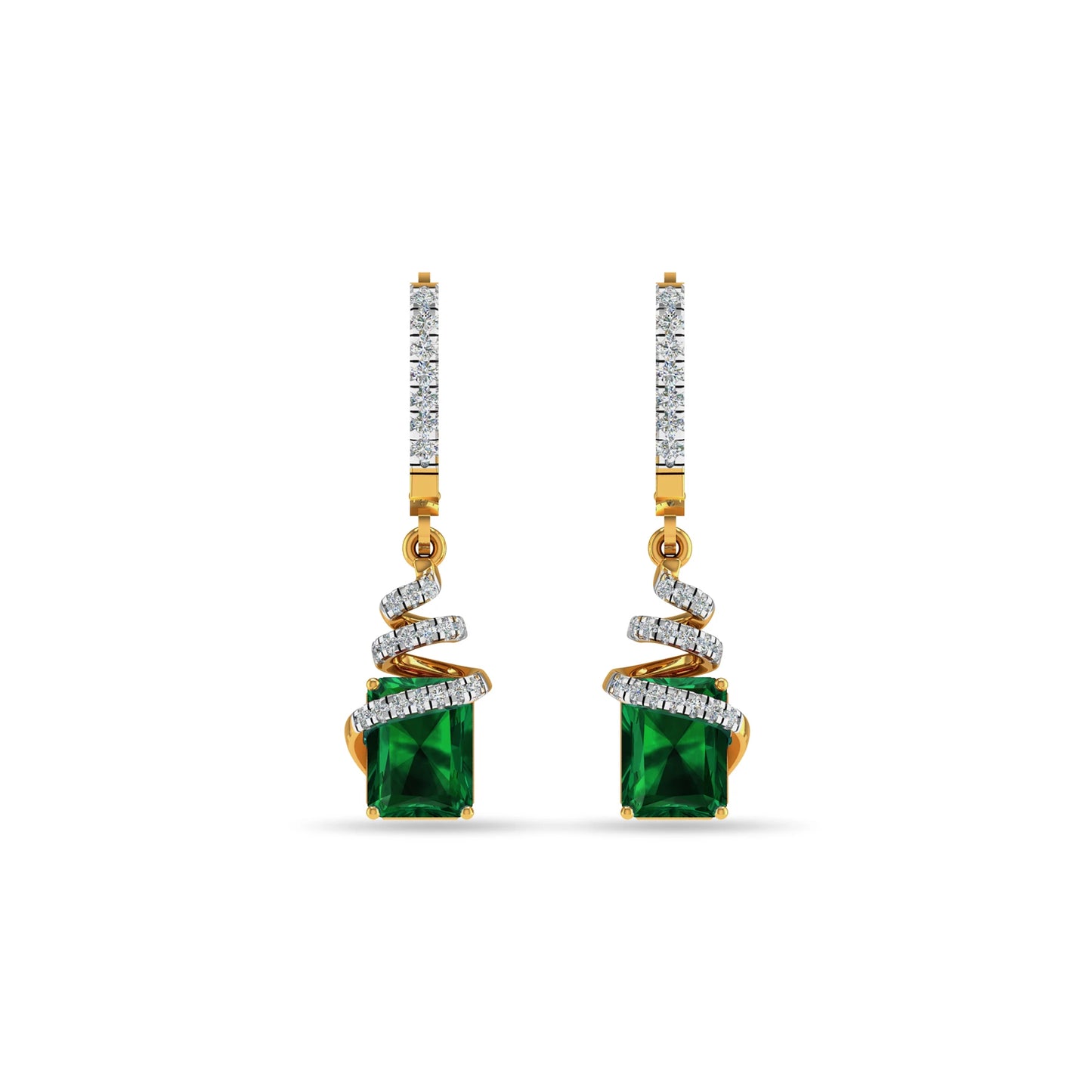 Gold Plated Green Stone Designer Drop Earrings