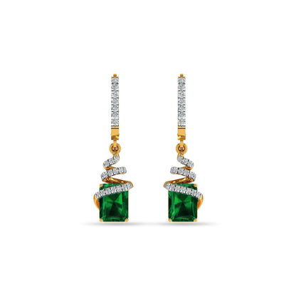 Gold Plated Green Stone Designer Drop Earrings