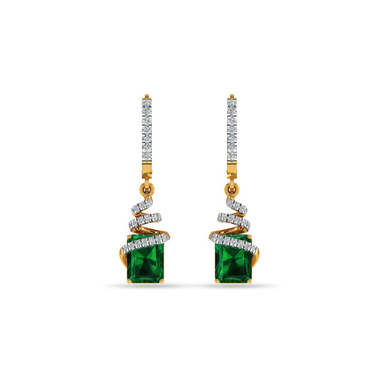 Gold Plated Green Stone Designer Drop Earrings