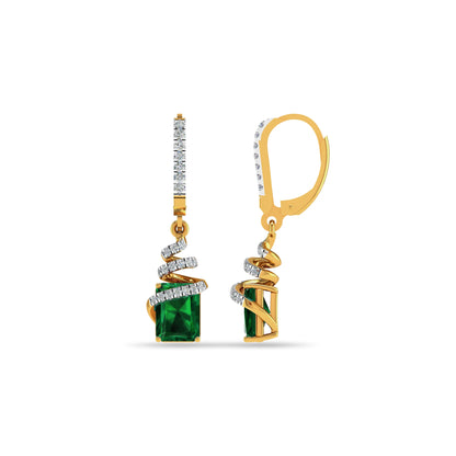 Gold Plated Green Stone Designer Drop Earrings