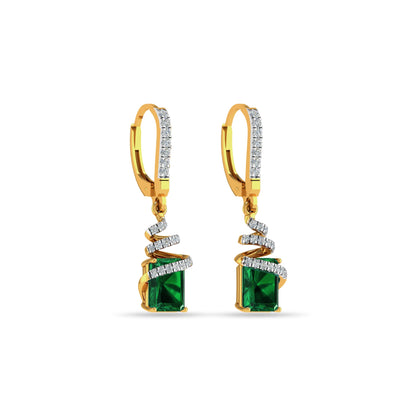 Gold Plated Green Stone Designer Drop Earrings