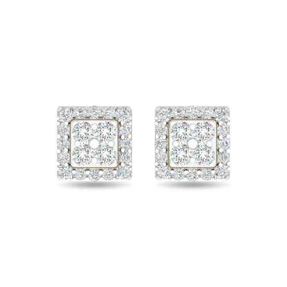 Silver Plated Diamond Square Stud Earrings
