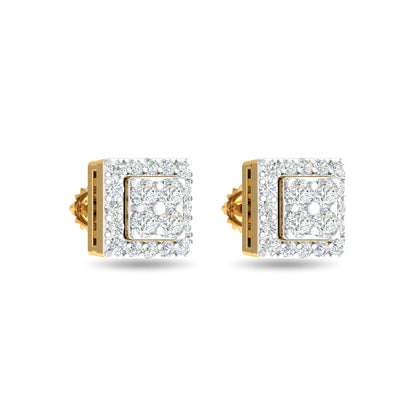 Silver Plated Diamond Square Stud Earrings
