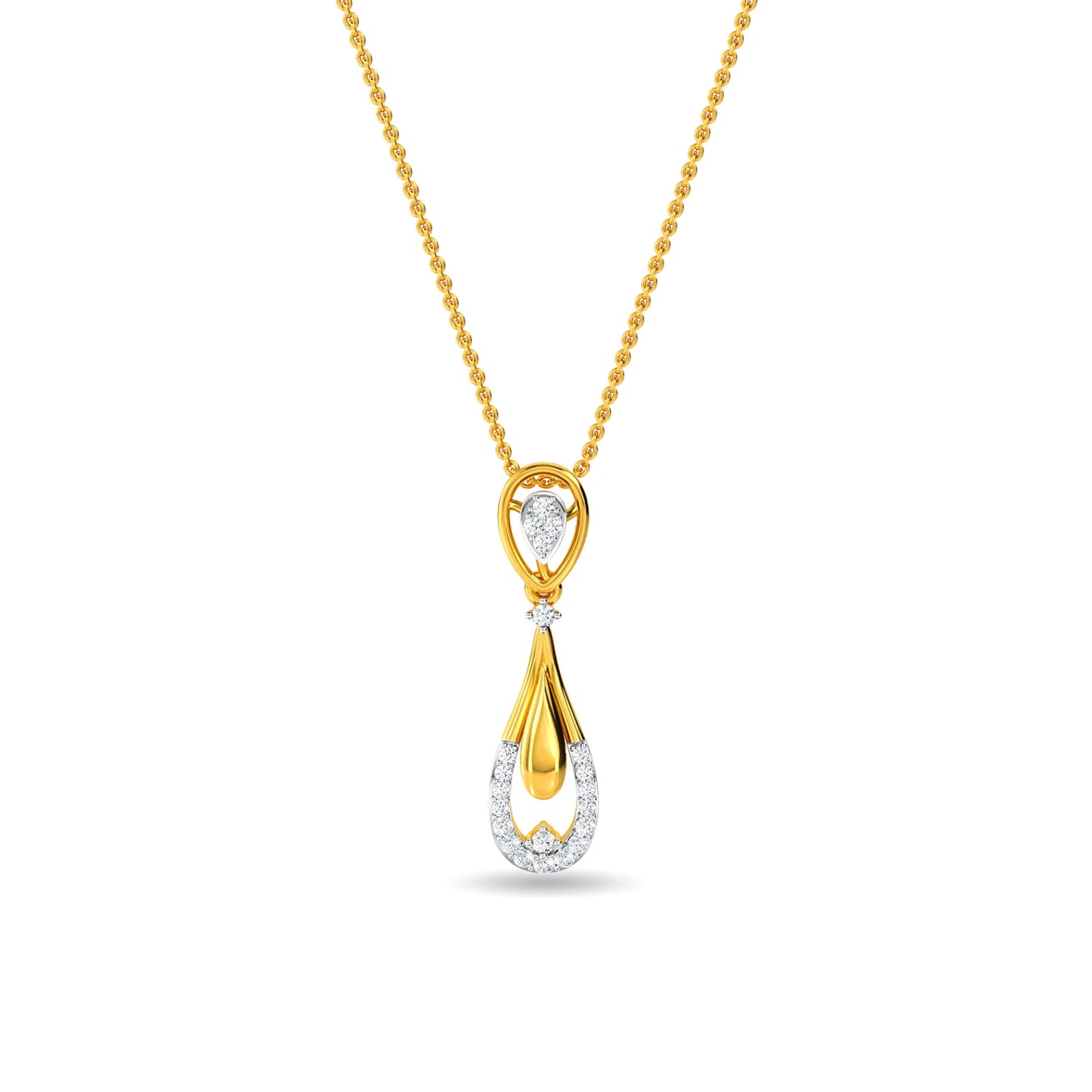 Gold Plated Diamond Teardrop Pendant Necklace