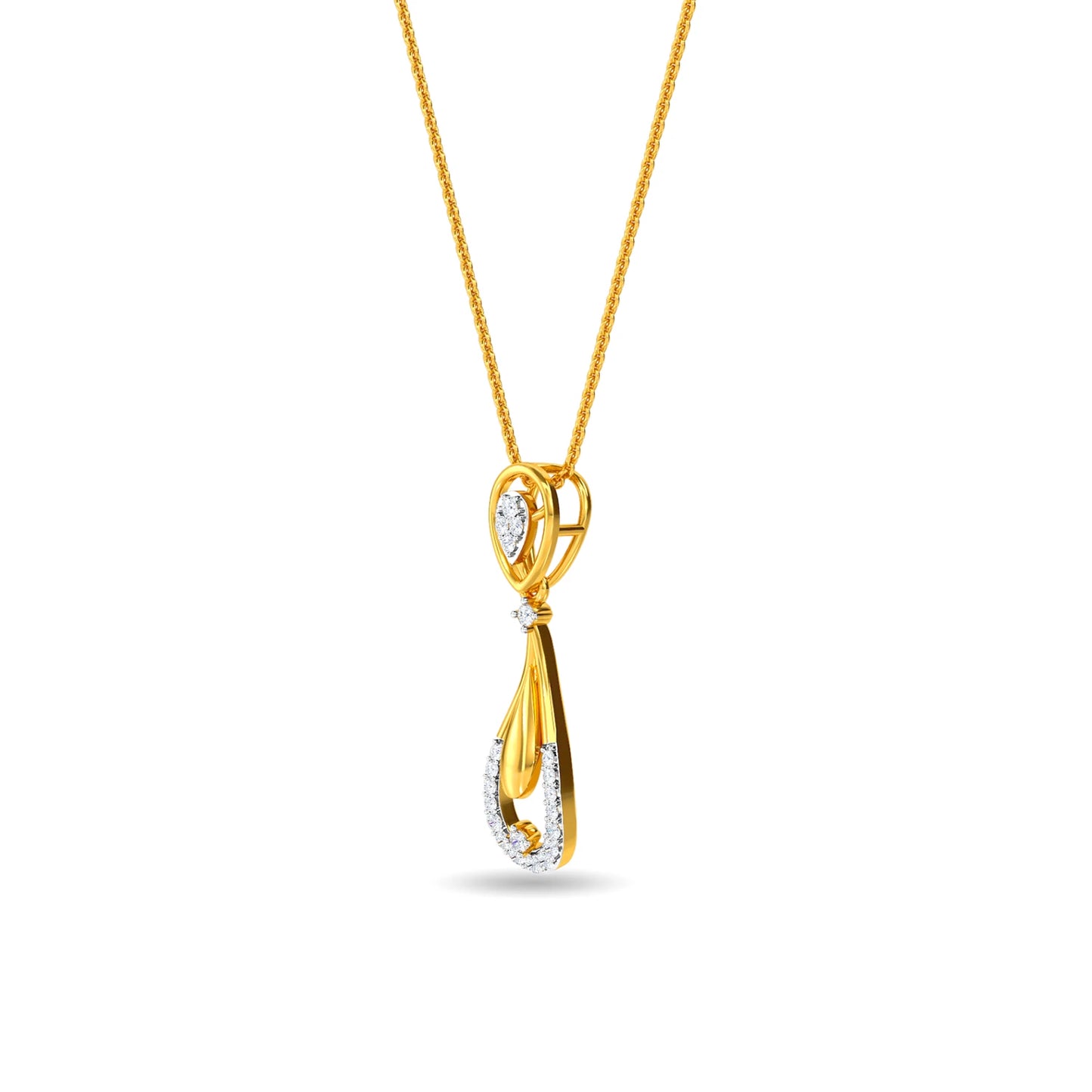 Gold Plated Diamond Teardrop Pendant Necklace