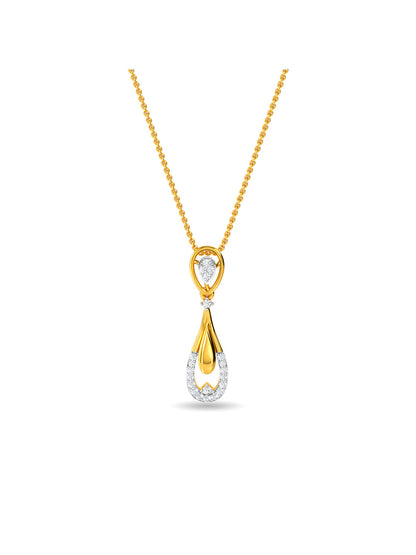 Gold Plated Diamond Teardrop Pendant Necklace