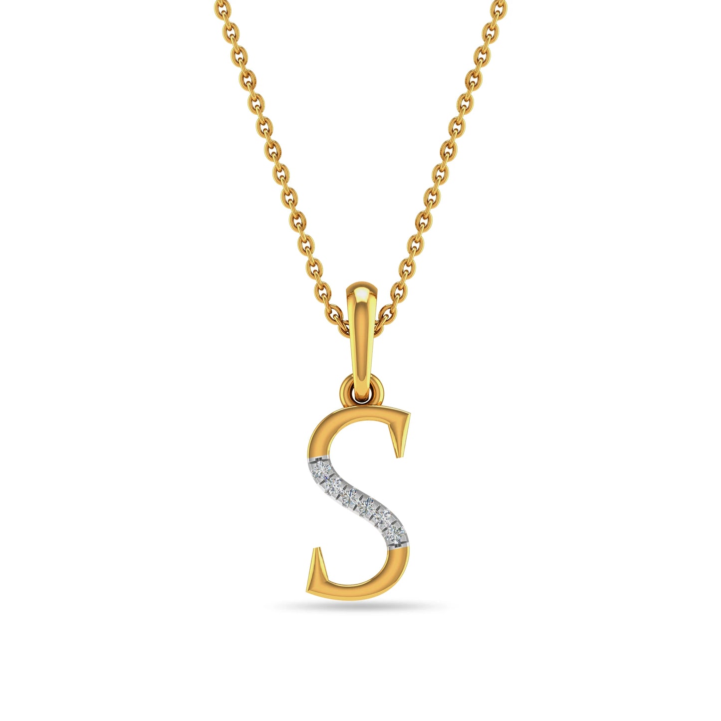 Elegant Gold Initial S Diamond Pendant Necklace