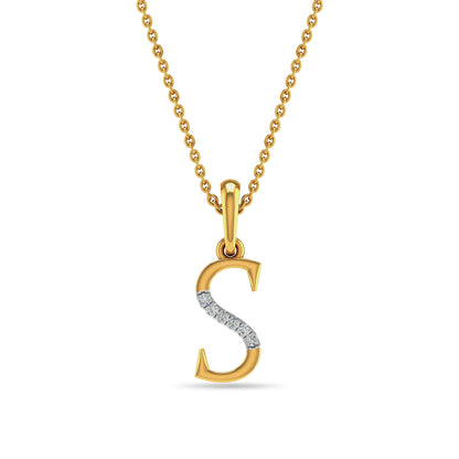 Elegant Gold Initial S Diamond Pendant Necklace