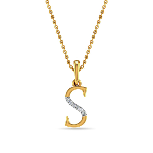 Elegant Gold Initial S Diamond Pendant Necklace