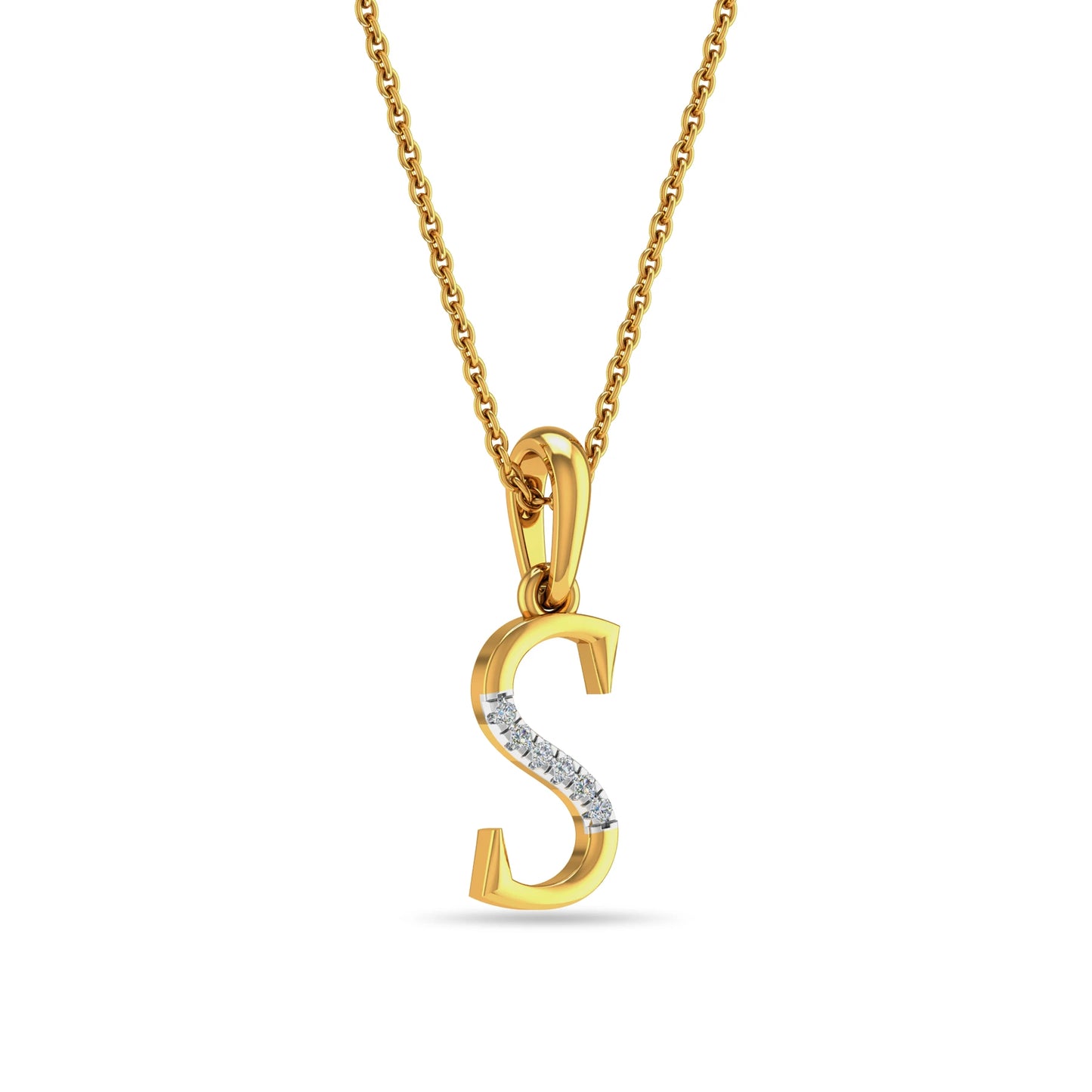 Elegant Gold Initial S Diamond Pendant Necklace