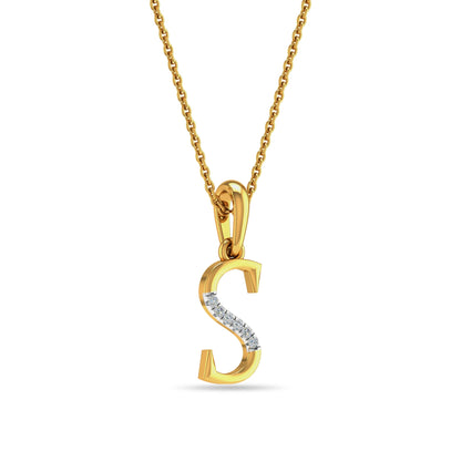 Elegant Gold Initial S Diamond Pendant Necklace