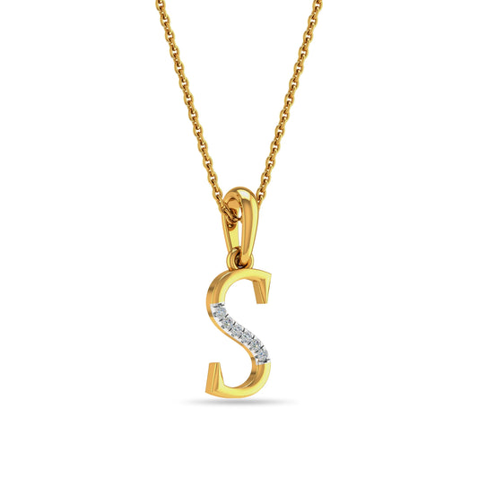 Elegant Gold Initial S Diamond Pendant Necklace