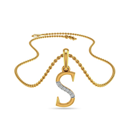 Elegant Gold Initial S Diamond Pendant Necklace
